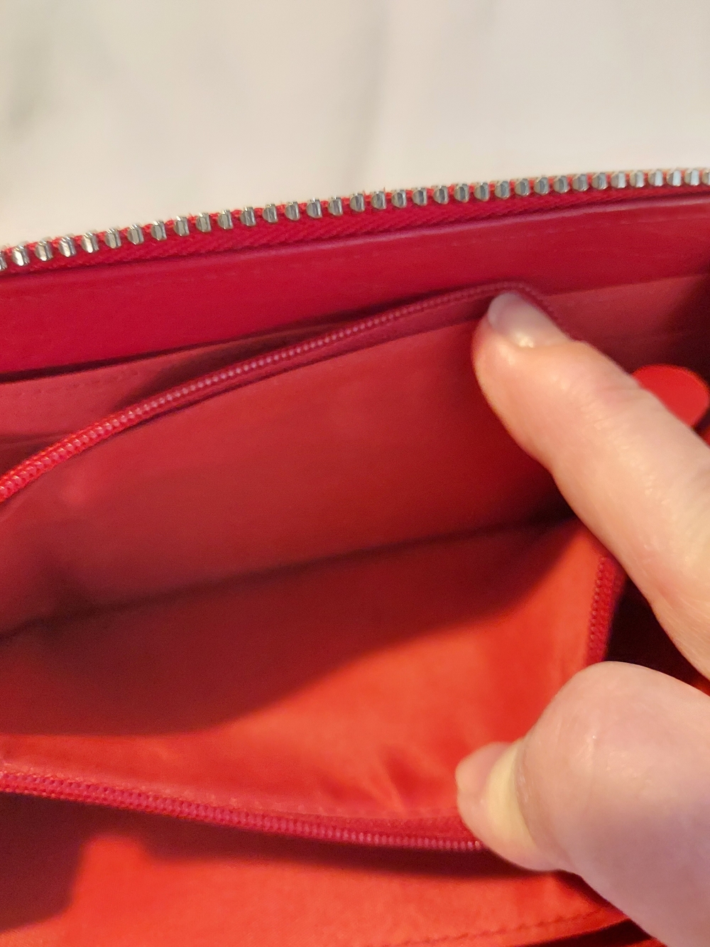 Barneys New York Vibrant Red Pebbled Leather Zip Around Wallet - Picture 9 of 9